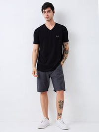 Men T-Shirt Solid Black Slim Fit