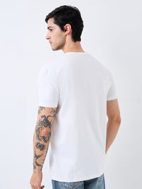 Men T-Shirt Solid White Slim Fit