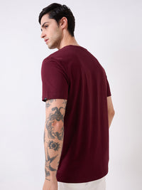 Men T-Shirt Solid Red Slim Fit
