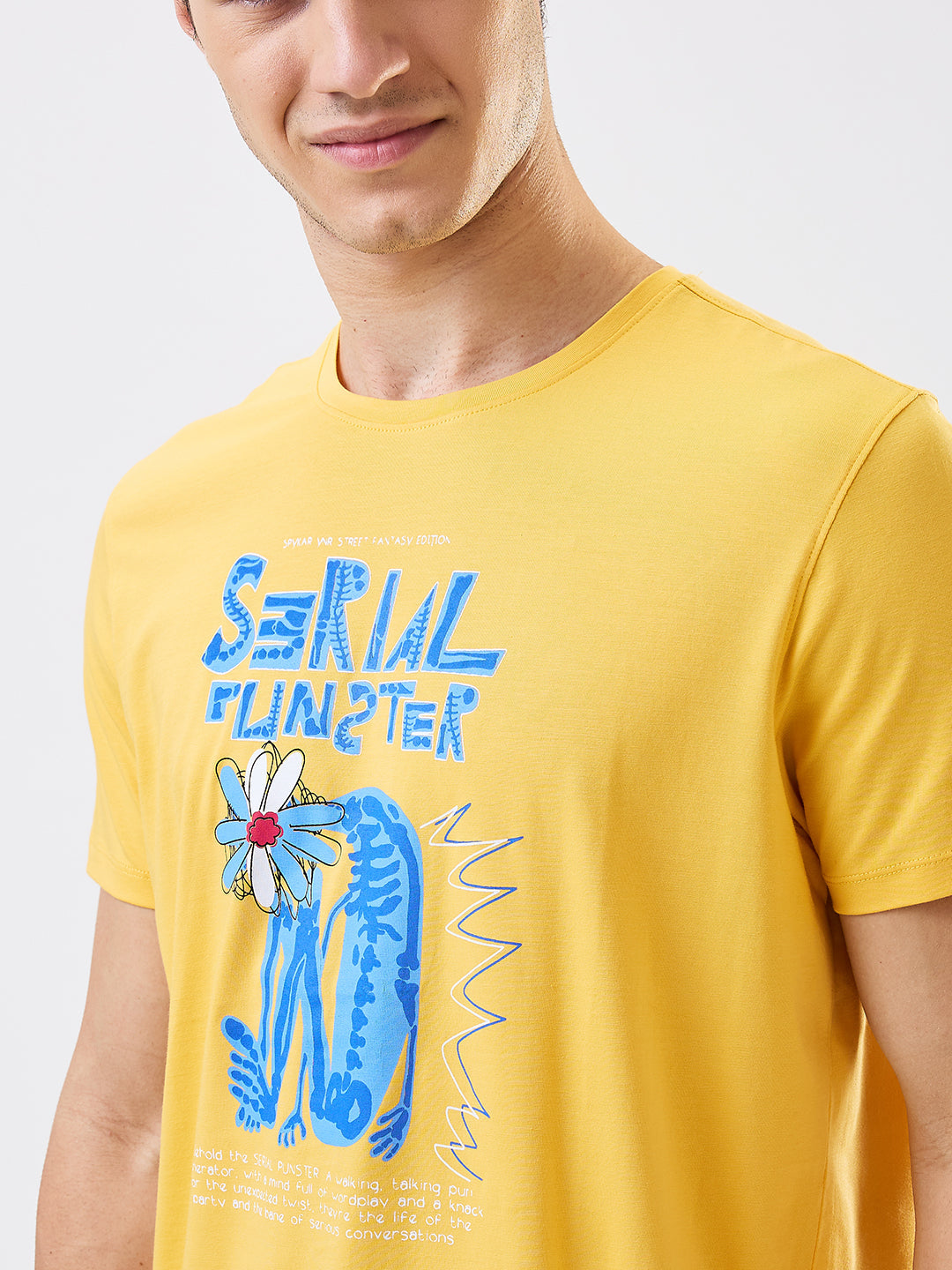 Spykar Yellow Slim Fit Solid Half Sleeve T-Shirt For Men