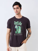 Men T-Shirt Grey Solid Slim Fit