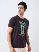 Men T-Shirt Grey Solid Slim Fit