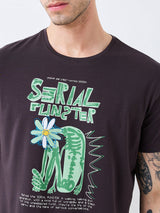 Men T-Shirt Grey Solid Slim Fit