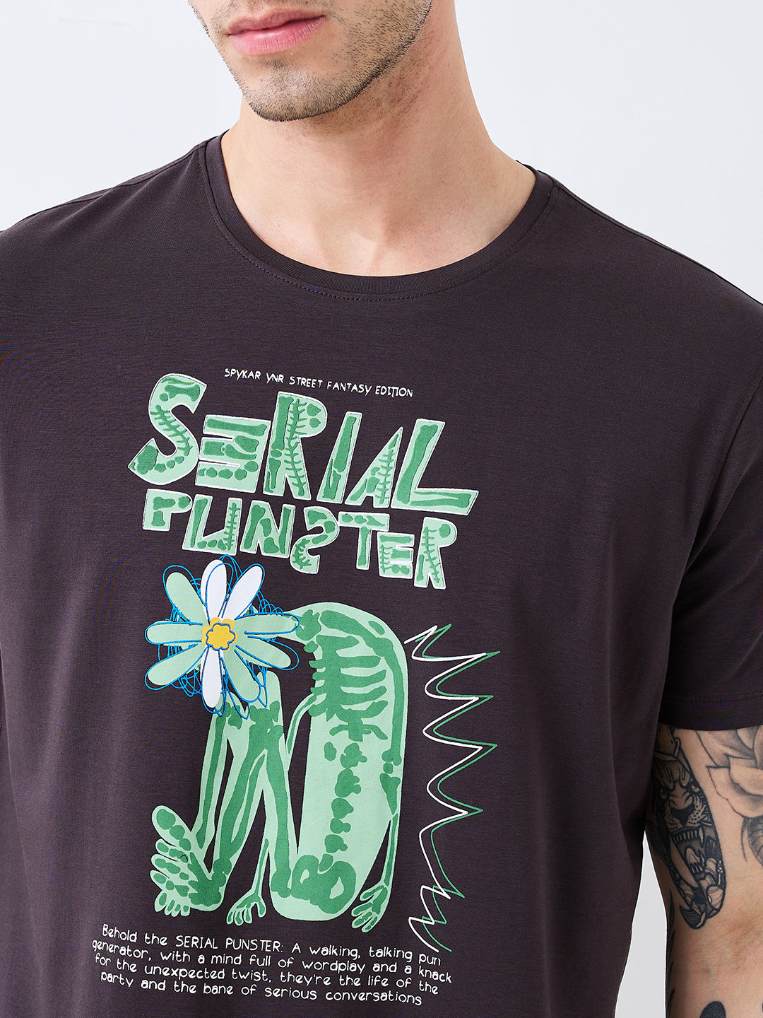 Men T-Shirt Grey Solid Slim Fit