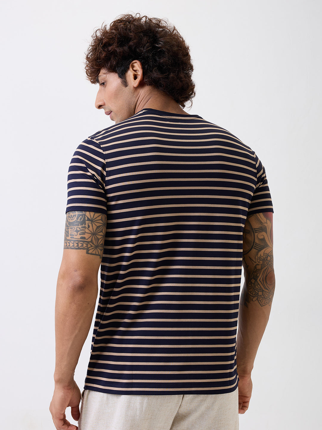 Spykar Blue Slim Fit Casual T-Shirt For Men