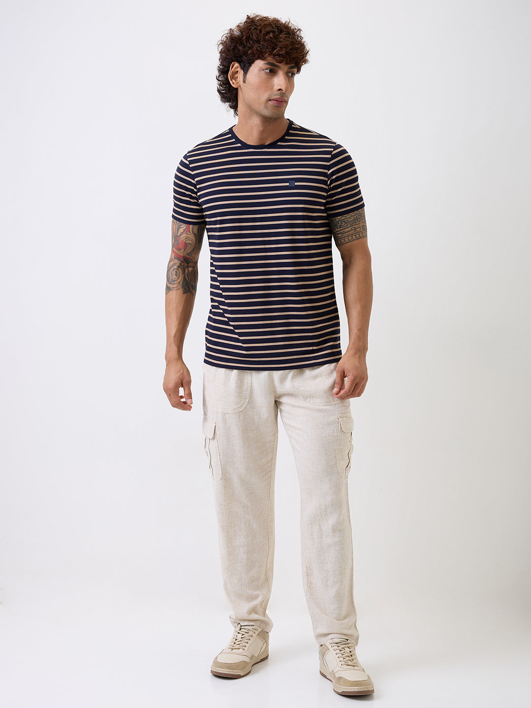 Spykar Blue Slim Fit Casual T-Shirt For Men