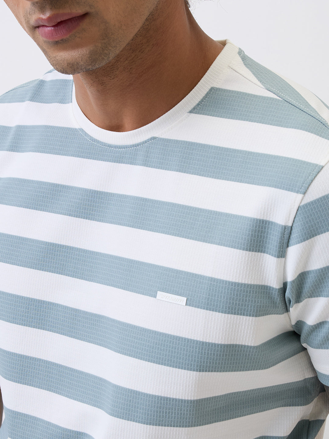 Spykar Blue Slim Fit Casual T-Shirt For Men