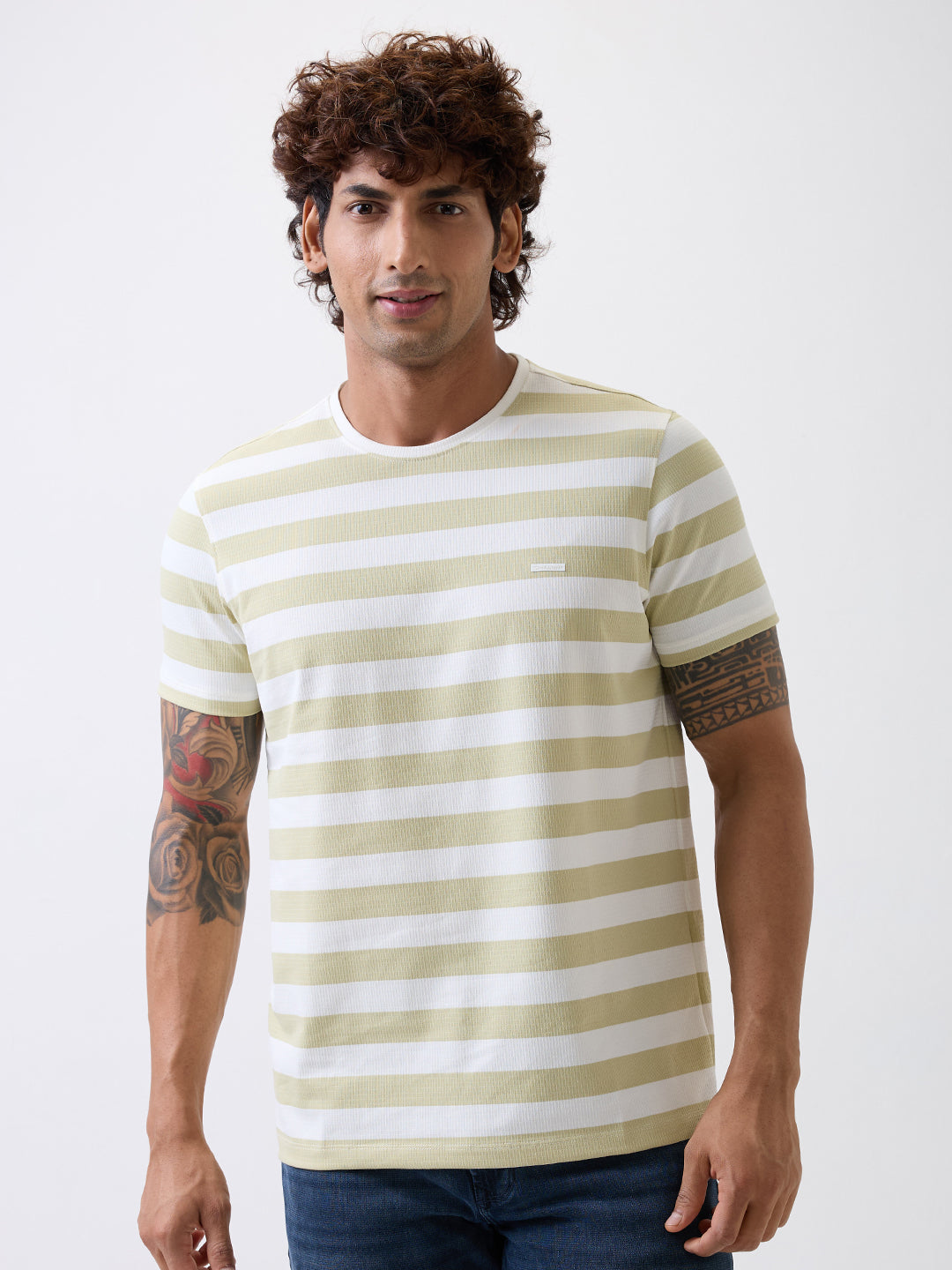 Spykar Green Slim Fit Casual T-Shirt For Men