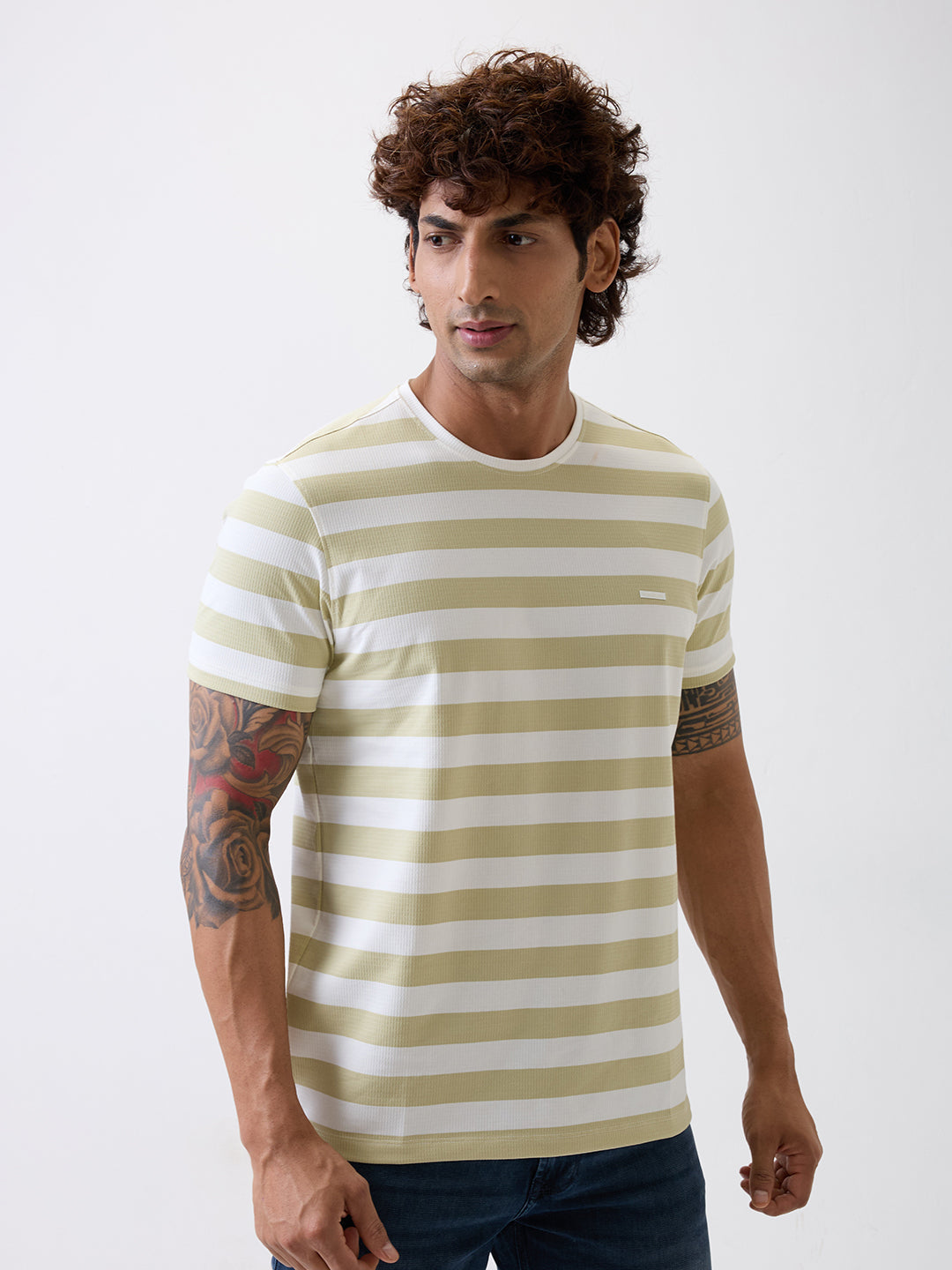 Spykar Green Slim Fit Casual T-Shirt For Men