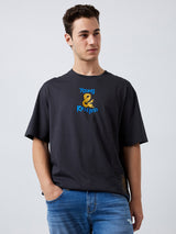 Men T-Shirt Grey Solid Loose Fit