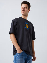 Men T-Shirt Grey Solid Loose Fit