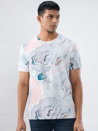 Men T-Shirt Print Pink Regular Fit