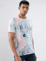 Men T-Shirt Print Pink Regular Fit