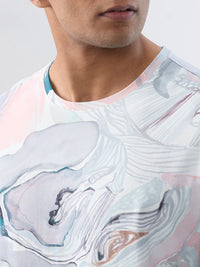 Men T-Shirt Print Pink Regular Fit