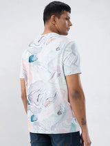 Men T-Shirt Print Pink Regular Fit