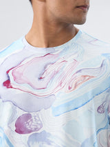 Men T-Shirt Print Blue Regular Fit