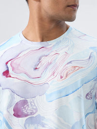 Men T-Shirt Print Blue Regular Fit
