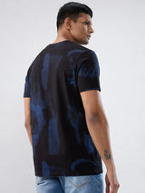 Men T-Shirt Print Black Regular Fit