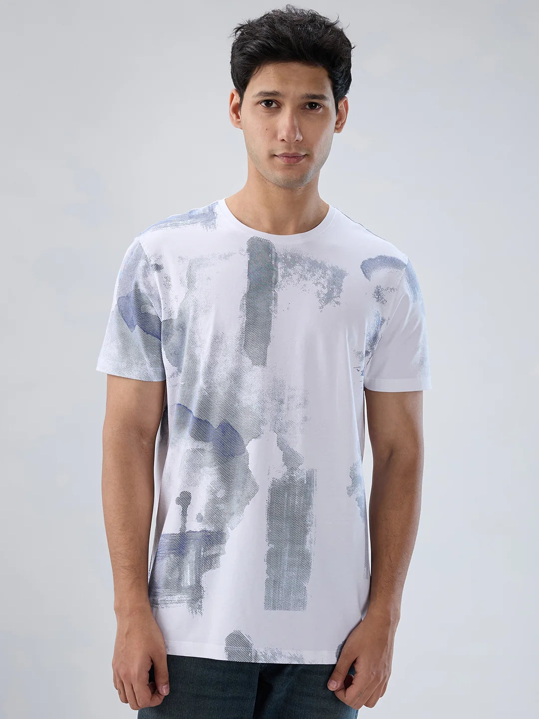 Men T-Shirt Print White Regular Fit