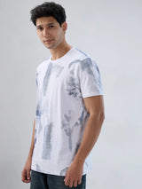 Men T-Shirt Print White Regular Fit