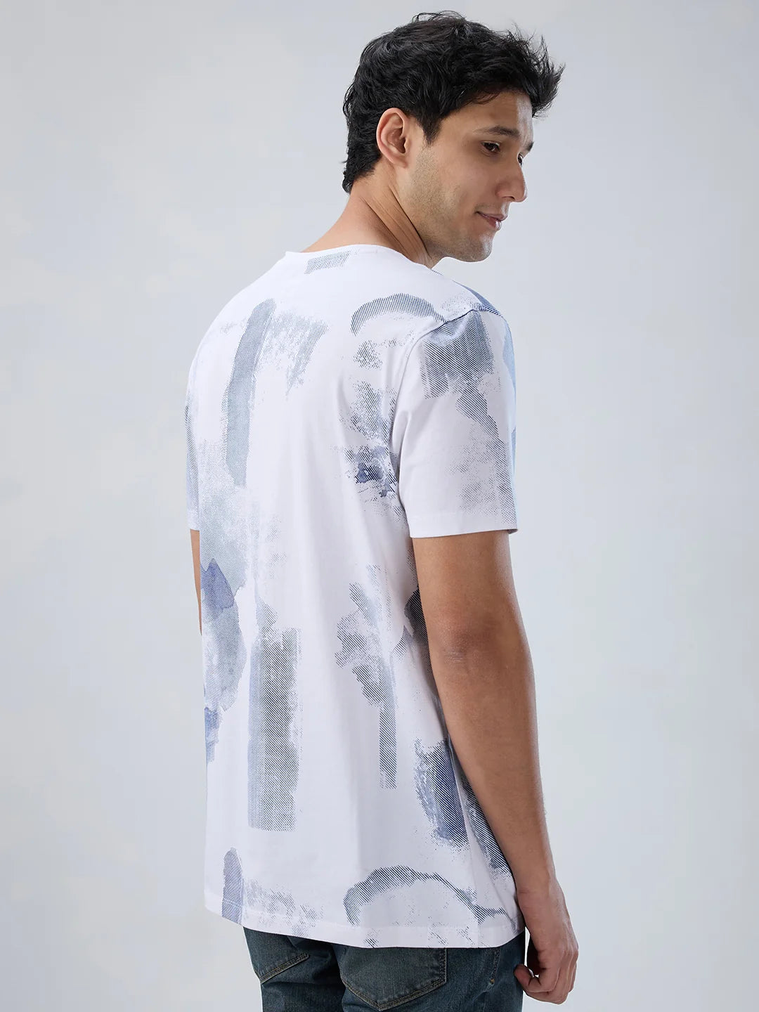Men T-Shirt Print White Regular Fit