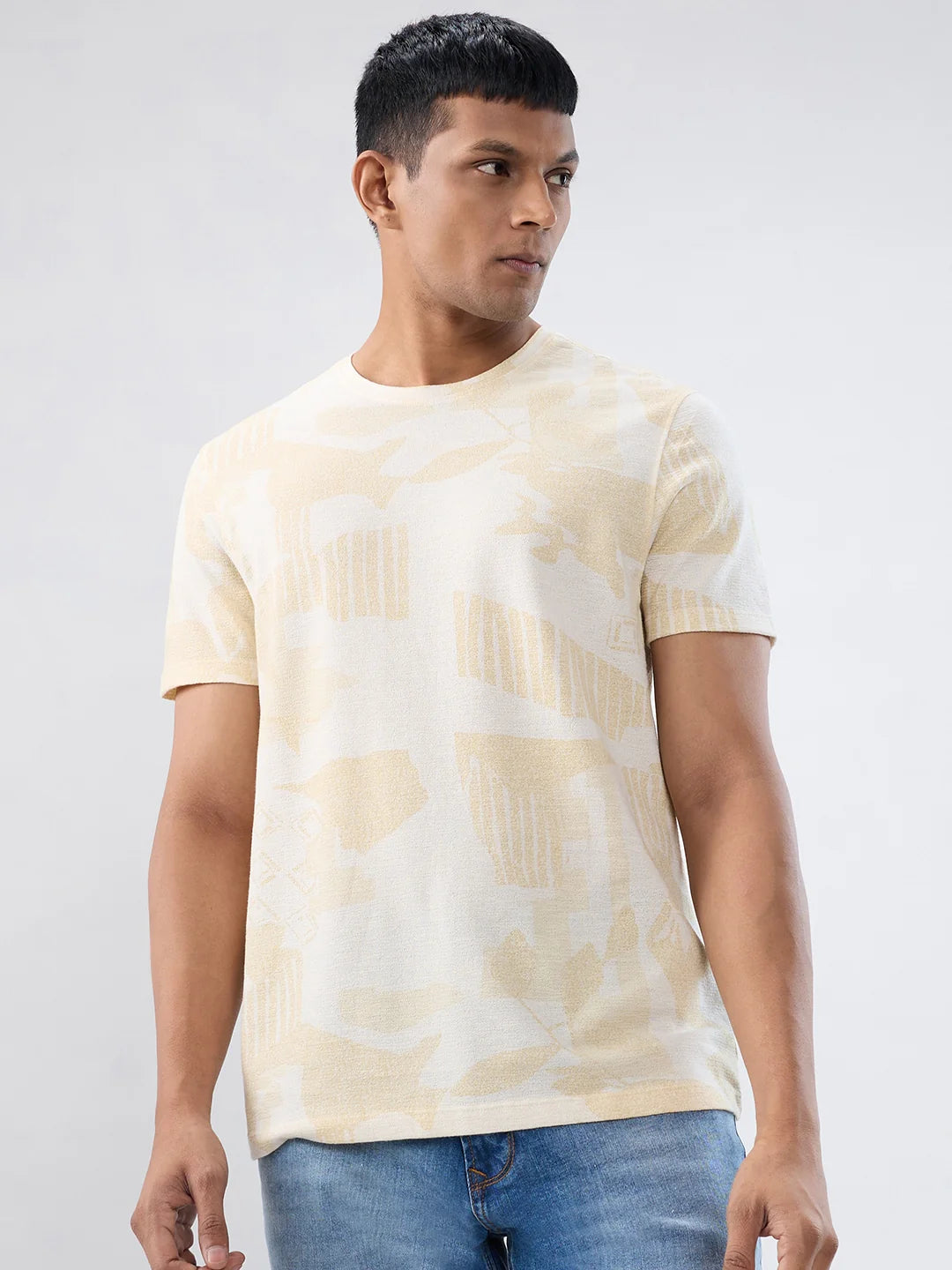 Men T-Shirt Print Off White Relaxed Fit