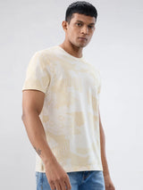 Men T-Shirt Print Off White Relaxed Fit