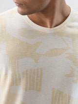 Men T-Shirt Print Off White Relaxed Fit