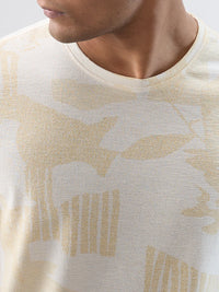 Men T-Shirt Print Off White Relaxed Fit