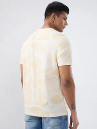 Men T-Shirt Print Off White Relaxed Fit