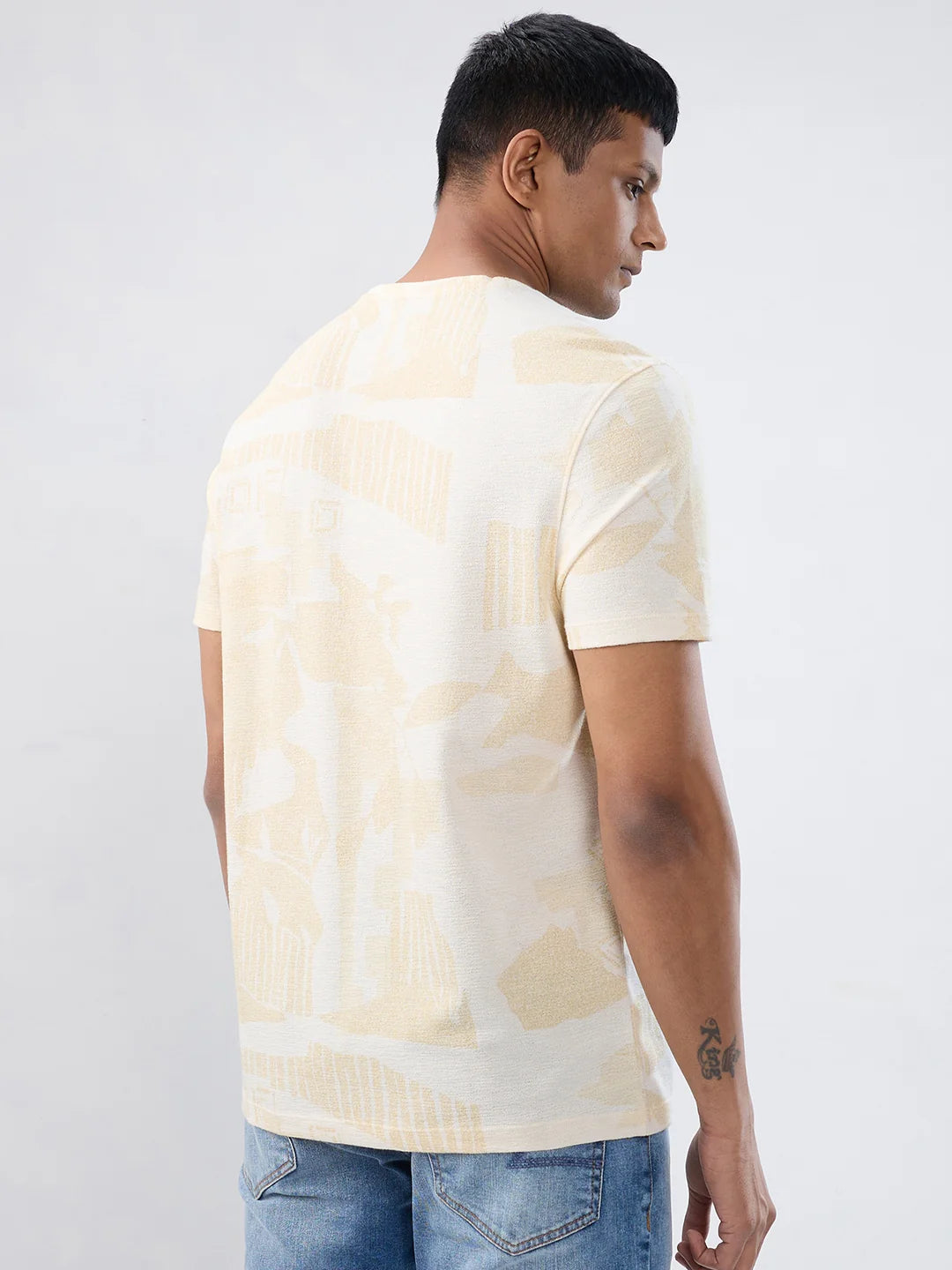 Men T-Shirt Print Off White Relaxed Fit