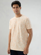 Men T-Shirt Print Pink Regular Fit