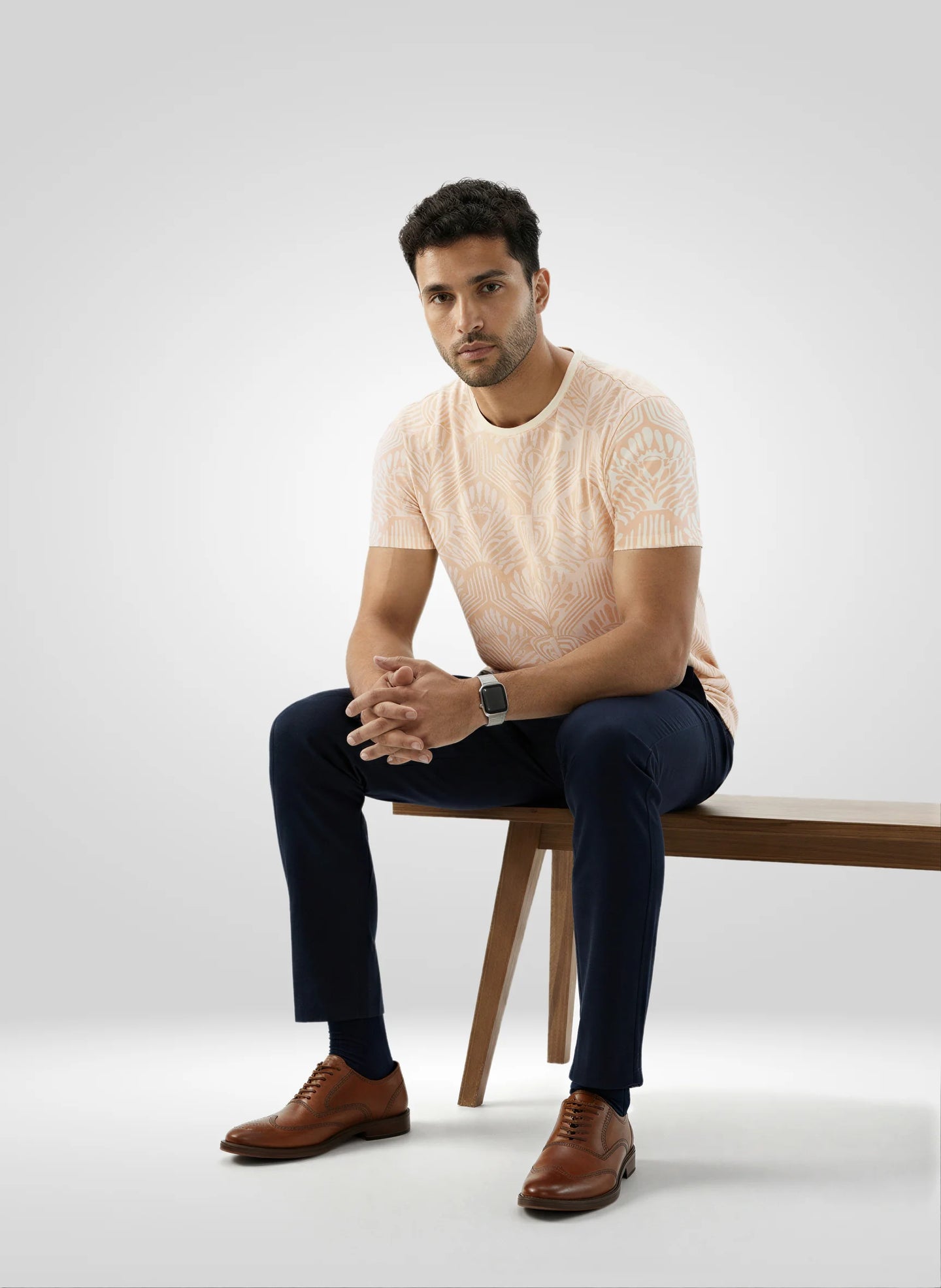 Men T-Shirt Print Pink Regular Fit