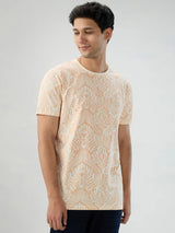 Men T-Shirt Print Pink Regular Fit