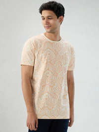Men T-Shirt Print Pink Regular Fit