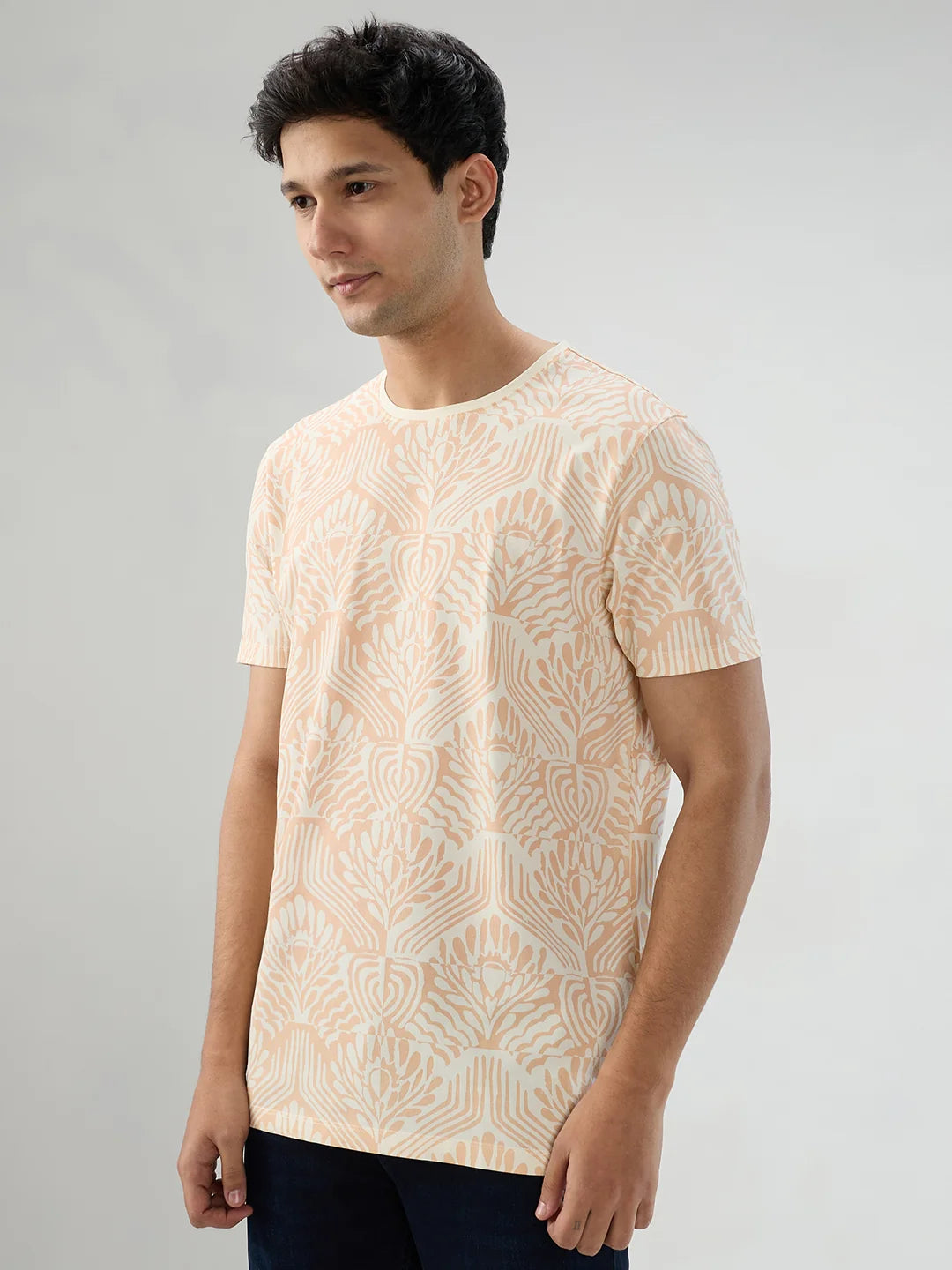 Men T-Shirt Print Pink Regular Fit