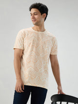 Men T-Shirt Print Pink Regular Fit