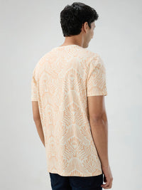 Men T-Shirt Print Pink Regular Fit