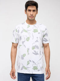 Men T-Shirt Print White Regular Fit