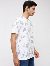 Men T-Shirt Print White Regular Fit