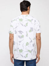 Men T-Shirt Print White Regular Fit