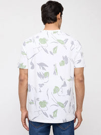 Men T-Shirt Print White Regular Fit
