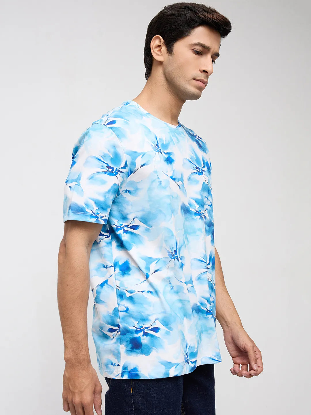 Men T-Shirt Print White Regular Fit