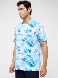 Men T-Shirt Print White Regular Fit