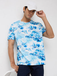 Men T-Shirt Print White Regular Fit