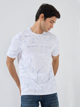 Men T-Shirt Print White Regular Fit