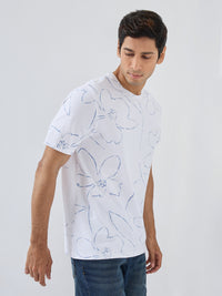 Men T-Shirt Print White Regular Fit