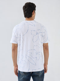 Men T-Shirt Print White Regular Fit