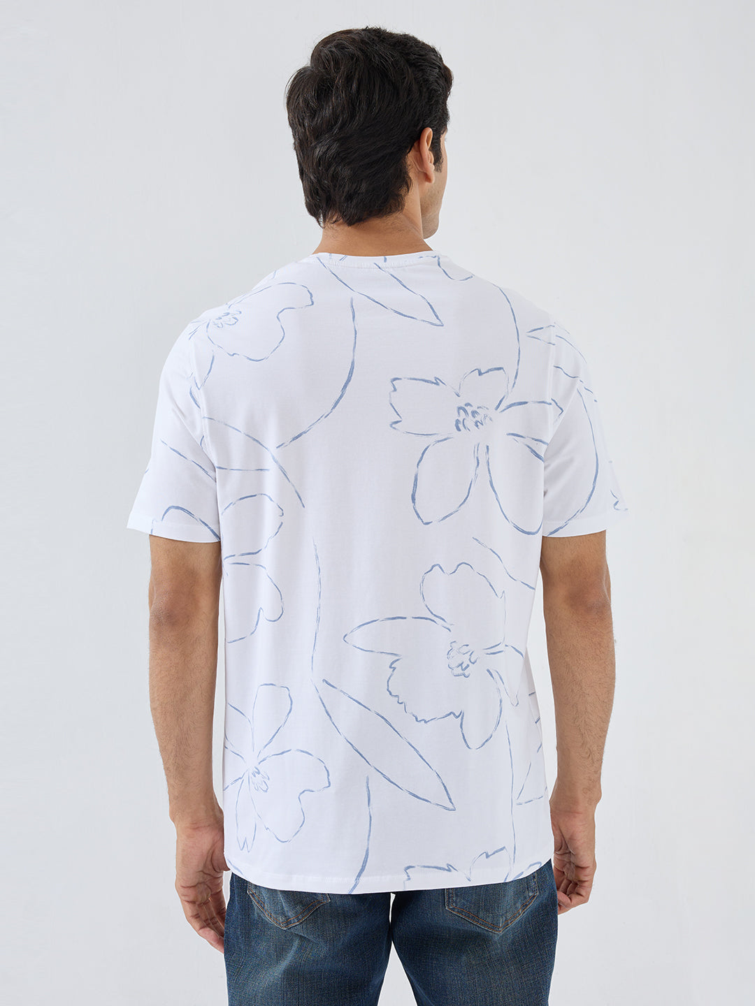Men T-Shirt Print White Regular Fit
