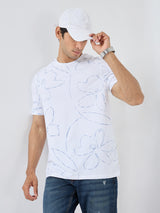 Men T-Shirt Print White Regular Fit